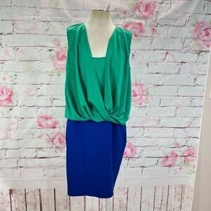 🔥5 for $25 sale🔥 Calvin Klein Drape Floating Top Color Block Overlay Dress